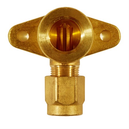 Messings vinkelunion inv. gjenget, veggfeste