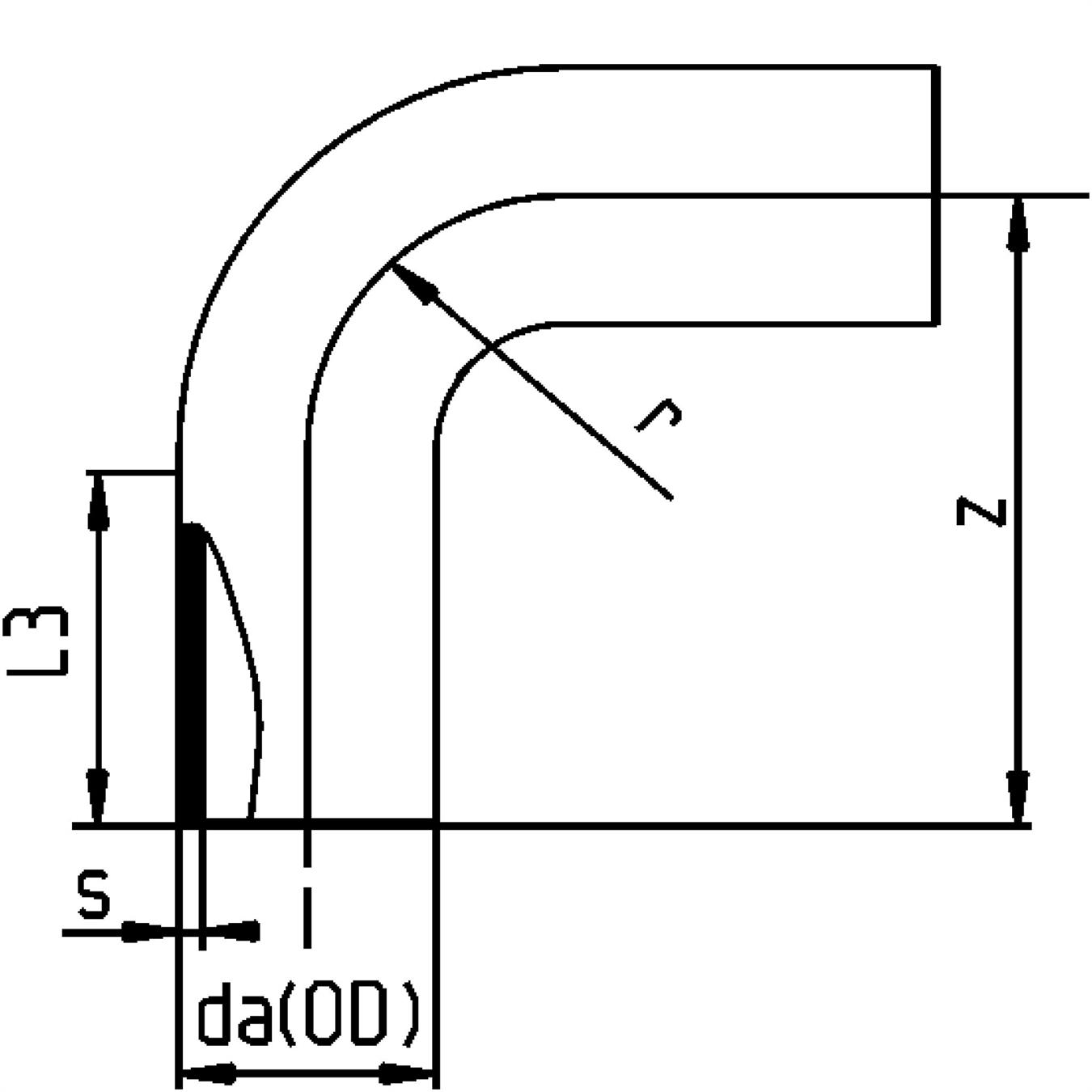 PE100-RC-multibend 90° lang r=1 d250mm SDR17
